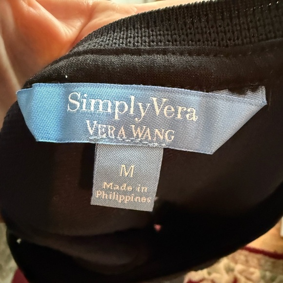 NWT Simply Vera Women's Sz M Navy/Navy Marbled Textured Long Sleeve A-Line Dress - Picture 9 of 9